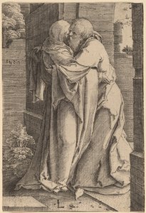 Św. Joachim obejmujący Św. Annę autorstwa Lucas van Leyden