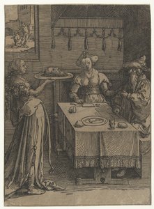 Salome z głową Jana Chrzciciela Mała seria Listy kobiet (tytuł serii) autorstwa Lucas van Leyden