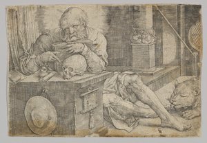 Św. Hieronim w swoim gabinecie, 1521. autorstwa Lucas van Leyden