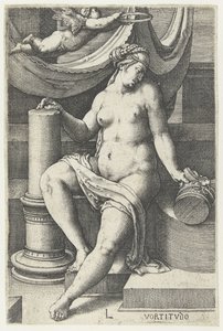 Szybkiego powrotu do zdrowia Vortitudo (tytuł na obiekcie) Siedem cnót (tytuł serii) autorstwa Lucas van Leyden