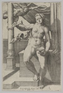 Wstrzemięźliwość, z serii Cnoty, 1530. autorstwa Lucas van Leyden