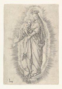 Ukoronowana Dziewica z Dzieciątkiem w Chwale, ca. 1512. autorstwa Lucas van Leyden