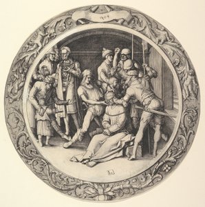 Wyszydzenie Chrystusa, z cyklu Pasja kolista autorstwa Lucas van Leyden