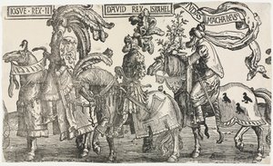 Dziewięciu bohaterów: Jozue, Dawid, Judasz Machabeusz autorstwa Lucas van Leyden