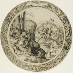 Okrągła pasja: Chrystus niosący krzyż autorstwa Lucas van Leyden