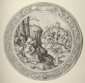 Okrągła pasja: Chrystus dźwigający krzyż, 1509. autorstwa Lucas van Leyden