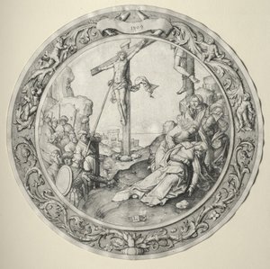 Okrągła pasja: Ukrzyżowanie, 1509. autorstwa Lucas van Leyden