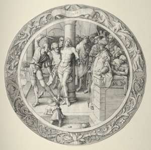 Okrągła pasja: Biczowanie, 1509. autorstwa Lucas van Leyden