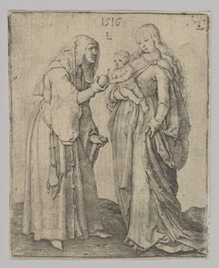 Dziewica z Dzieciątkiem i św. Anną, 1516. autorstwa Lucas van Leyden