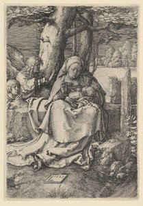 Dziewica z Dzieciątkiem z dwoma aniołami, 1523. autorstwa Lucas van Leyden