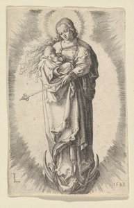Dziewica z Dzieciątkiem na Półksiężycu, 1523. autorstwa Lucas van Leyden
