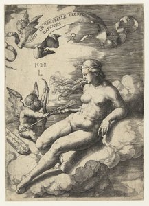 Wenus i Kupidyn Venus la tresbelle deese damours (tytuł na obiekcie) autorstwa Lucas van Leyden