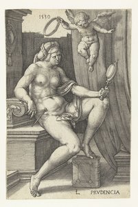 Ostrożność Prudencia (tytuł na obiekcie) Siedem cnót (tytuł serii) autorstwa Lucas van Leyden