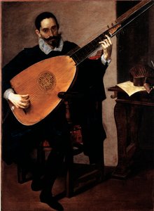 Portret muzyka z Kaplicy Książęcej Gerolamo Gallo Obraz Luciano Borzone (1590-1645) Genes, Galleria di Palazzo Bianco autorstwa Luciano Borzone