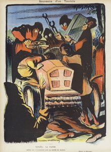 Satyra na wyścig samochodowy Paryż-Madryt w 1903 roku. Ilustracja do Le Rire