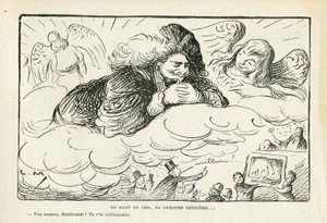ilustracja w Le Rire, 21.06.2013 - Ze szczytu nieba, miejsce jego ostatniego spoczynku (rycina) autorstwa Lucien Metivet