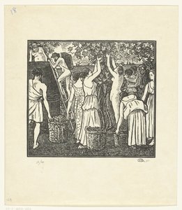 Z Wijnoogst Daphnis i Chloe, Żniwa Daphnis i Chloe (tytuł serii) autorstwa Lucien Pissarro