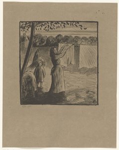 Wieszanie prania autorstwa Lucien Pissarro