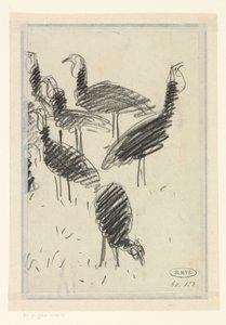 Sześć ptaków autorstwa Lucien Pissarro