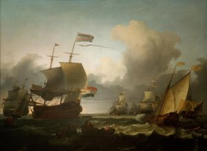 Przekazanie najwyższego dowództwa admirałowi Michielowi de Ruyterowi b autorstwa Ludolf Backhuysen