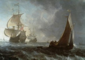 holenderskie okręty wojenne autorstwa Ludolf Backhuysen