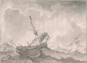 L.Backhuysen, statki na wzburzonych morzach autorstwa Ludolf Backhuysen