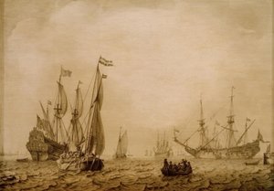 Statki na redzie Vlissingen (?) autorstwa Ludolf Backhuysen