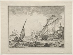 Statki podczas wichury, 1701. autorstwa Ludolf Backhuysen