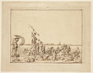 Alegoria Amsterdamu jako miasta siostrzanego autorstwa Ludolf Bakhuizen