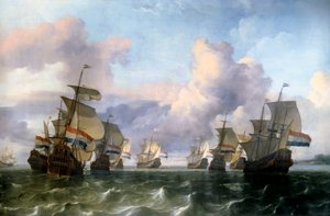 Holenderskie skrzydło Kompanii Indyjskiej. Obraz Ludolfa Backhuysena (1631-1708) Ec. Hol.