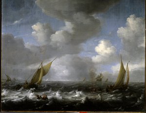 Marynarka wojenna. Obraz Ludolfa Backhuysena (1631-1708) Ec. Hol.