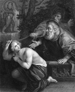 Susannah i starszyzna (rycina) autorstwa Ludovico (after) Carracci