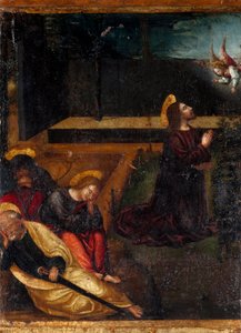 Modlitwa w ogrodzie drzew oliwnych Seria 15 tajemnic różańca. Obraz na drewnie Ludovico Brea (Louis Brea) (1450-1523) 1512-1513 Taggia, Museo del Convento di San Domenico, Włochy