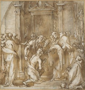 Saint Vincent Ferrer biorąc jego szaty autorstwa Ludovico Cardi called Cigoli