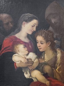Święta Rodzina ze świętymi Franciszkiem i Katarzyną Aleksandryjską, ok. 1589-92 (olej na płótnie) autorstwa Ludovico Carracci