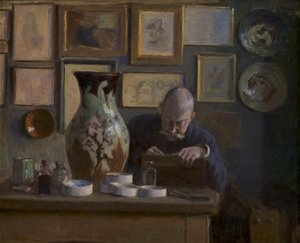 Architekt Thorvald Bindesbøll w swoim gabinecie