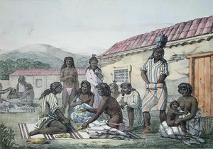 Gra, w którą grali tubylcy z Kalifornii, z „Voyage Pittoresque Autour du Monde”, sztychowanej przez Jeana Pierre
