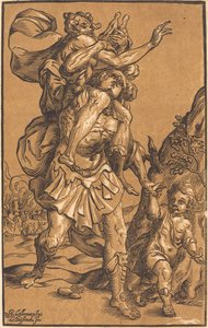 Eneasz ratuje swojego ojca z Troi autorstwa Ludwig Büsinck after Georges Lallemand