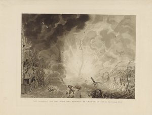 Katastrofa Lejdy, 1807 Skakanie ze statku z prochem w Leijden, 12 stycznia 1807 r. (tytuł na obiekcie)