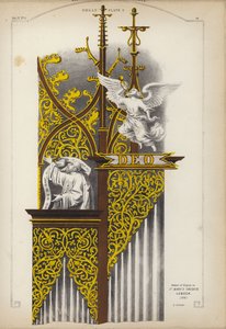 Fragment organów w kościele Mariackim, Lubeka, Niemcy (kolor lito) autorstwa Ludwig Gruner