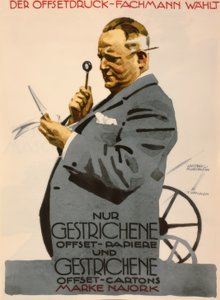 Specjalista od druku offsetowego wybiera tylko papiery offsetowe powlekane (..) marki Najork autorstwa Ludwig Hohlwein