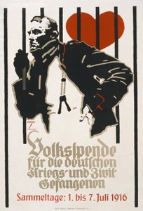 Plakat zbiórki funduszy dla Ludowego Funduszu dla niemieckich jeńców wojennych i cywilnych, dni zbiórki 1-7 lipca autorstwa Ludwig Hohlwein