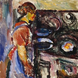Dziewczyna w kuchni; Szczupak I Kjokken, 1921