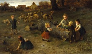 Placki błotne, 1873 autorstwa Ludwig Knaus