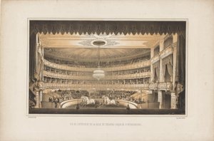 Wnętrze Teatru Cyrkowego Jeździeckiego w Petersburgu, 1850 r.
