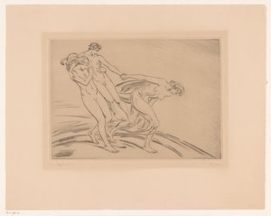 Dwie kobiety porywają mężczyznę autorstwa Ludwig von Hofmann (signed by artist)
