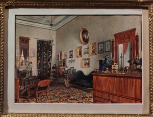 Gabinet Michaiła Obreskowa. Praca Luigi Premazzi (1814-1891), akwarela na papierze