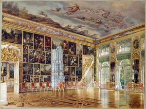 „Sala Galerii Sztuki w Pałacu Carskiego Sioła” Ludwig (Luigi) Premazzi (1814-1891), Akwarela na papierze