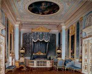 Widok sypialni cara Aleksandra II (1818-1881) w Pałacu Gatchina Grafiki Luigiego Premazziego (Ludwig Osipovich) (1814-1891) XIX-wieczny Petersburg, Ermitaż