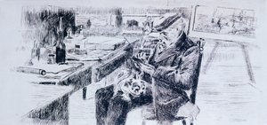 Portret malarza, Giovanni Fattori – Luigi Levi (1858-1860 - 1939), rysunek autorstwa Luigi Levi